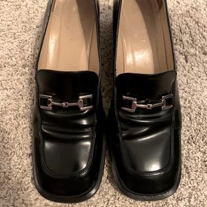 Genuine Gucci horsebit heeled loafers